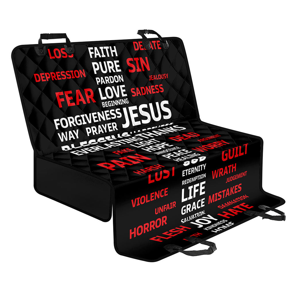 Christian Cross Religious Words Print Pet Car Back Seat Cover