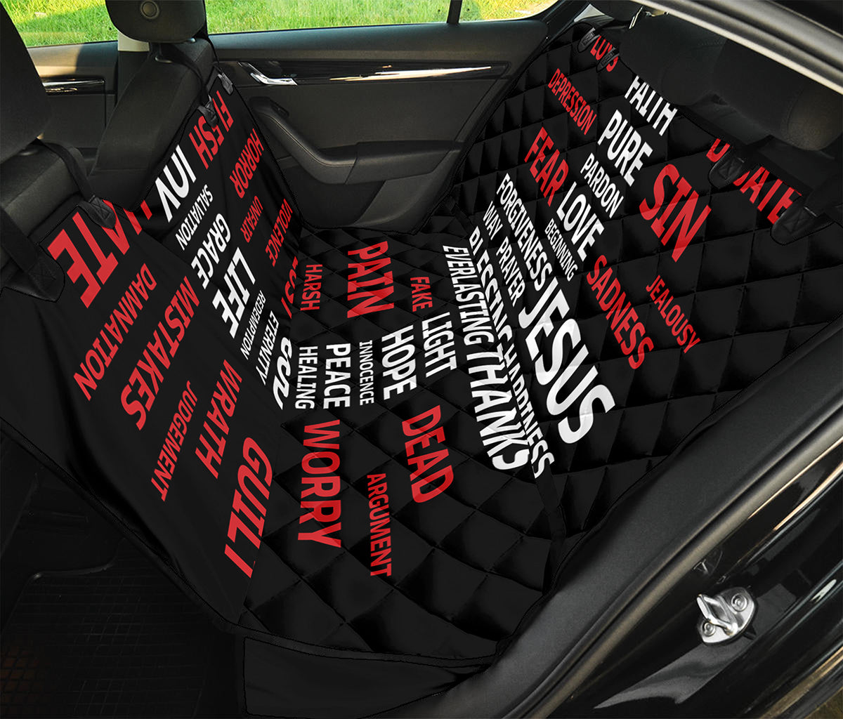 Christian Cross Religious Words Print Pet Car Back Seat Cover