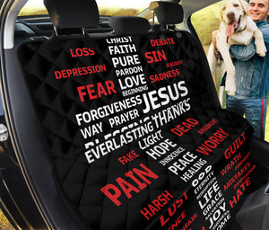 Christian Cross Religious Words Print Pet Car Back Seat Cover