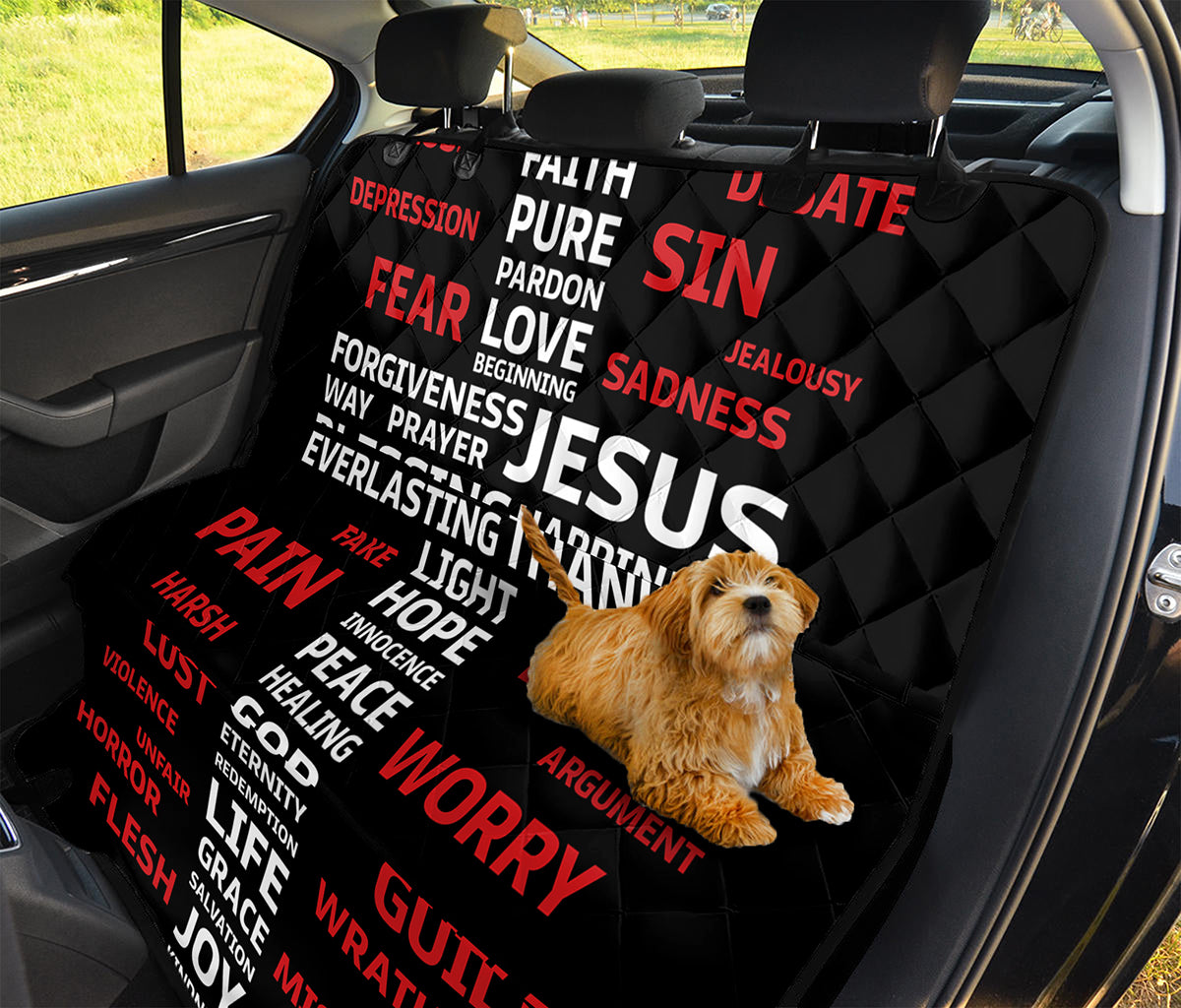 Christian Cross Religious Words Print Pet Car Back Seat Cover