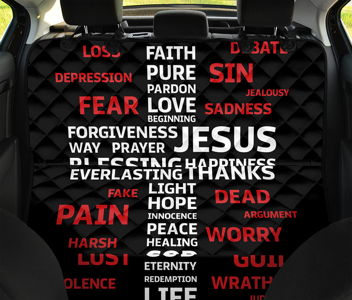 Christian Cross Religious Words Print Pet Car Back Seat Cover