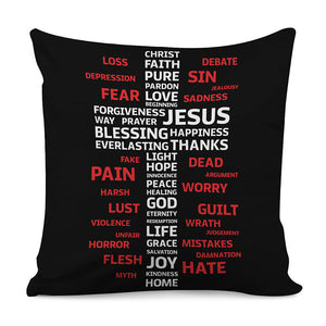 Christian Cross Religious Words Print Pillow Cover