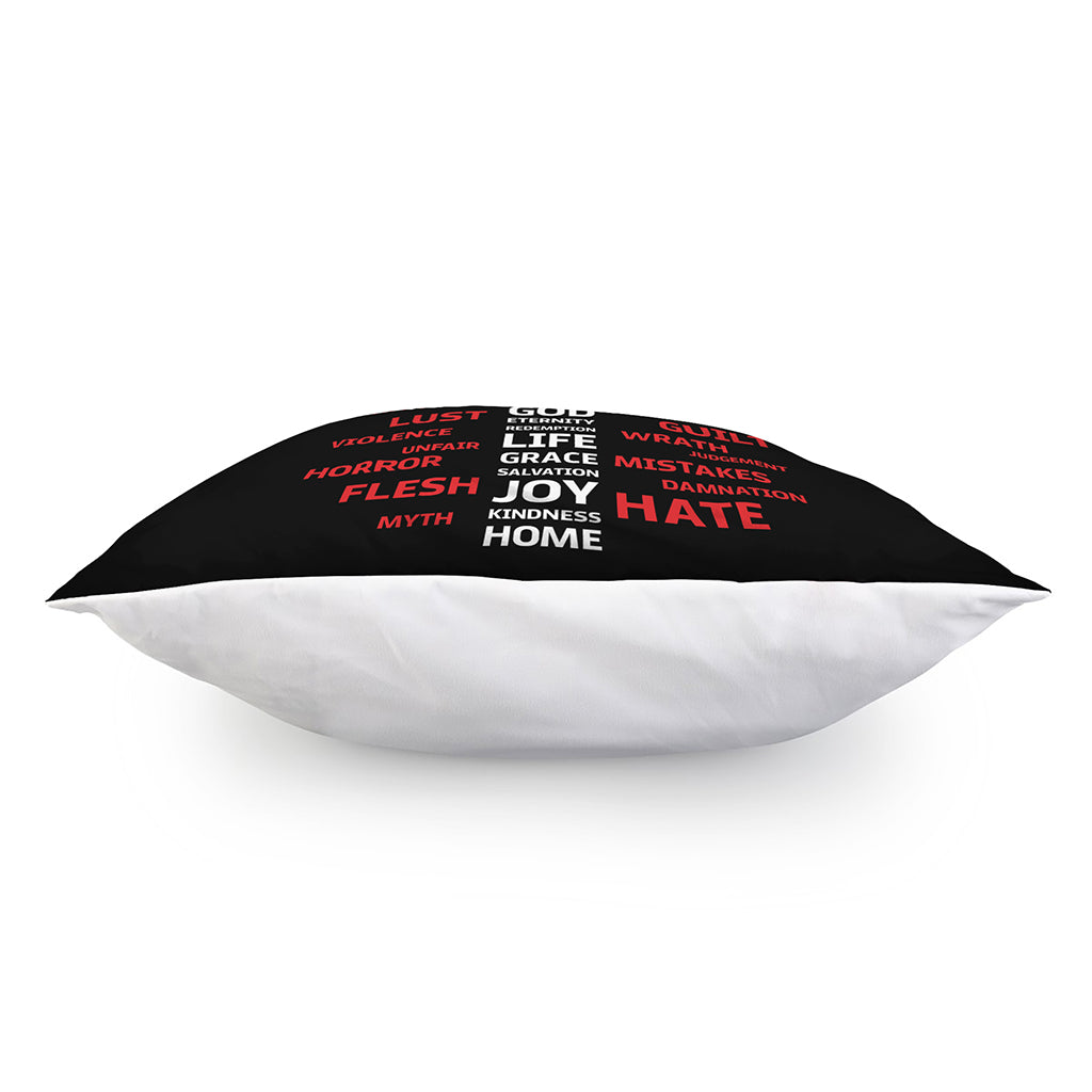 Christian Cross Religious Words Print Pillow Cover