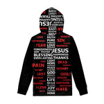 Christian Cross Religious Words Print Pullover Hoodie