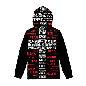 Christian Cross Religious Words Print Pullover Hoodie