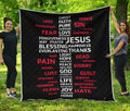 Christian Cross Religious Words Print Quilt