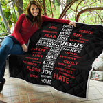Christian Cross Religious Words Print Quilt