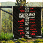Christian Cross Religious Words Print Quilt