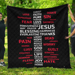 Christian Cross Religious Words Print Quilt