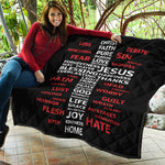 Christian Cross Religious Words Print Quilt