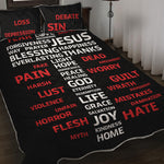 Christian Cross Religious Words Print Quilt Bed Set