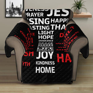 Christian Cross Religious Words Print Recliner Protector