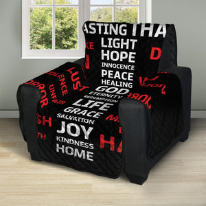 Christian Cross Religious Words Print Recliner Protector