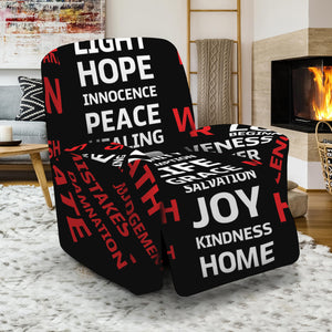 Christian Cross Religious Words Print Recliner Slipcover