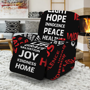 Christian Cross Religious Words Print Recliner Slipcover