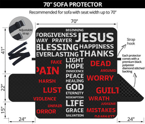 Christian Cross Religious Words Print Sofa Protector