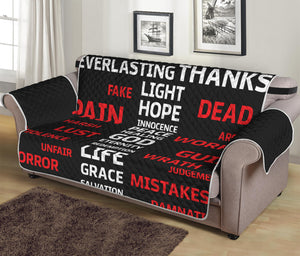 Christian Cross Religious Words Print Sofa Protector