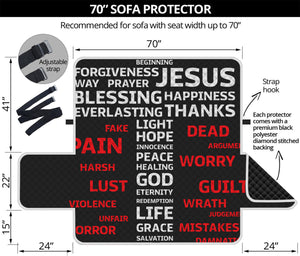 Christian Cross Religious Words Print Sofa Protector