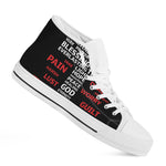 Christian Cross Religious Words Print White High Top Shoes