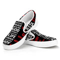 Christian Cross Religious Words Print White Slip On Sneakers