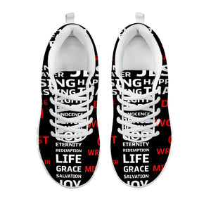 Christian Cross Religious Words Print White Sneakers