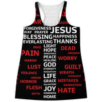 Christian Cross Religious Words Print Women's Racerback Tank Top