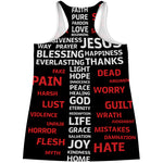 Christian Cross Religious Words Print Women's Racerback Tank Top