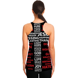 Christian Cross Religious Words Print Women's Racerback Tank Top