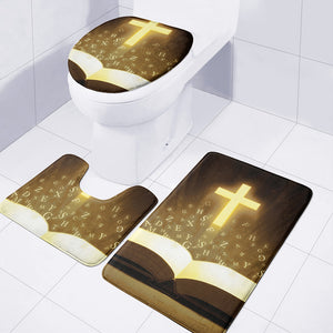 Christian Holy Bible Print 3 Piece Bath Mat Set