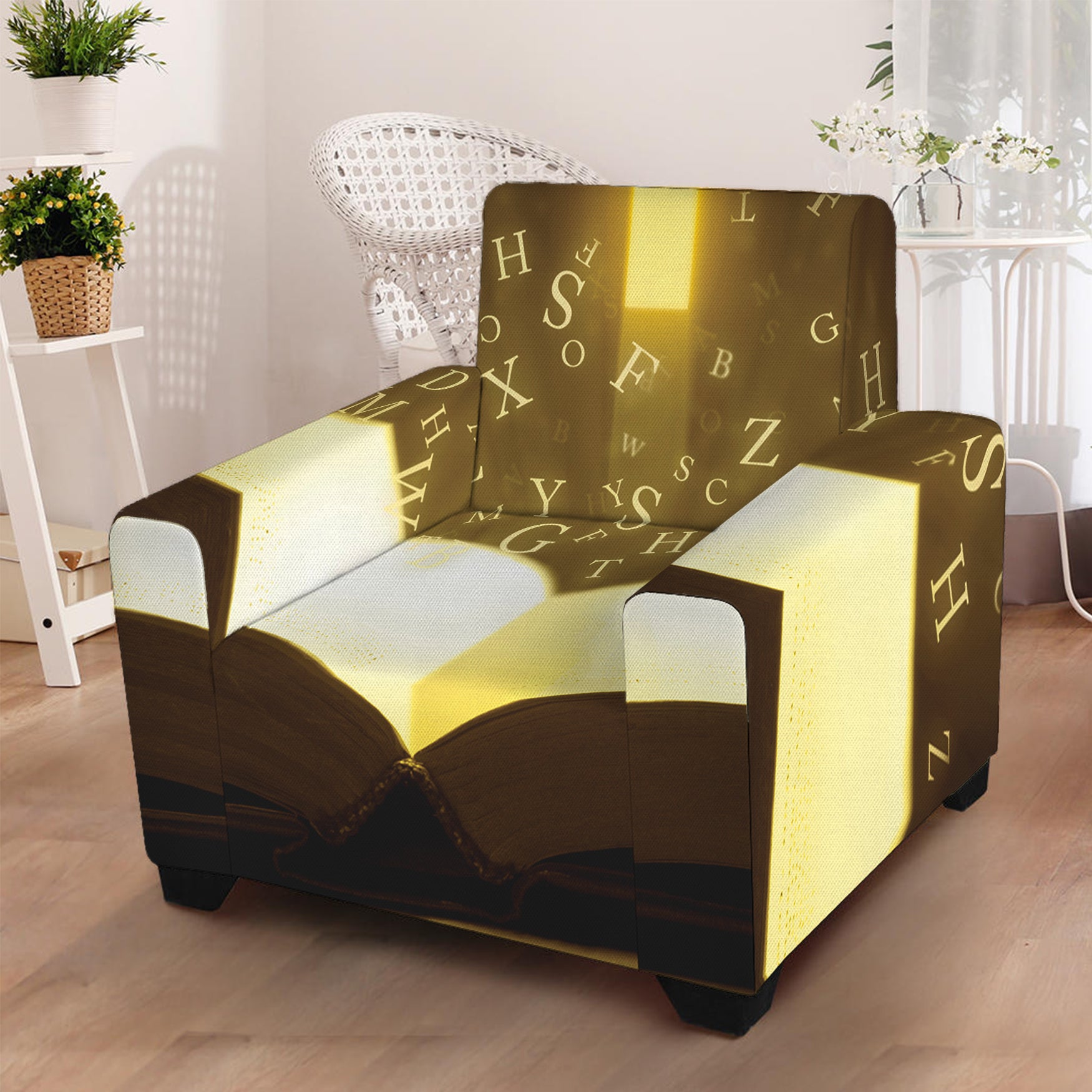 Christian Holy Bible Print Armchair Slipcover