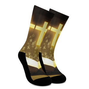 Christian Holy Bible Print Crew Socks