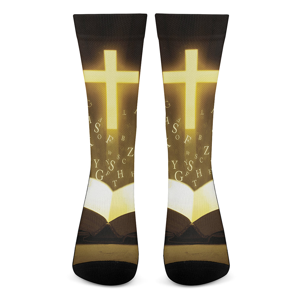 Christian Holy Bible Print Crew Socks