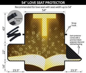 Christian Holy Bible Print Loveseat Protector