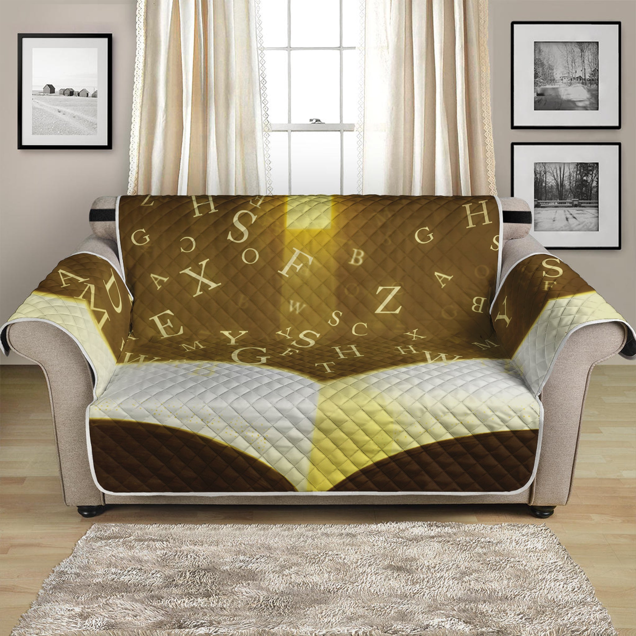 Christian Holy Bible Print Loveseat Protector