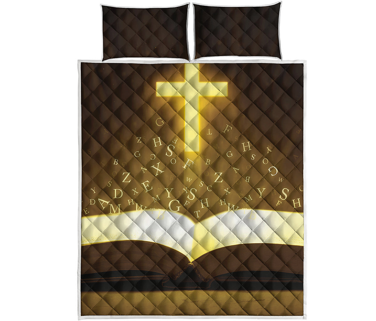 Christian Holy Bible Print Quilt Bed Set