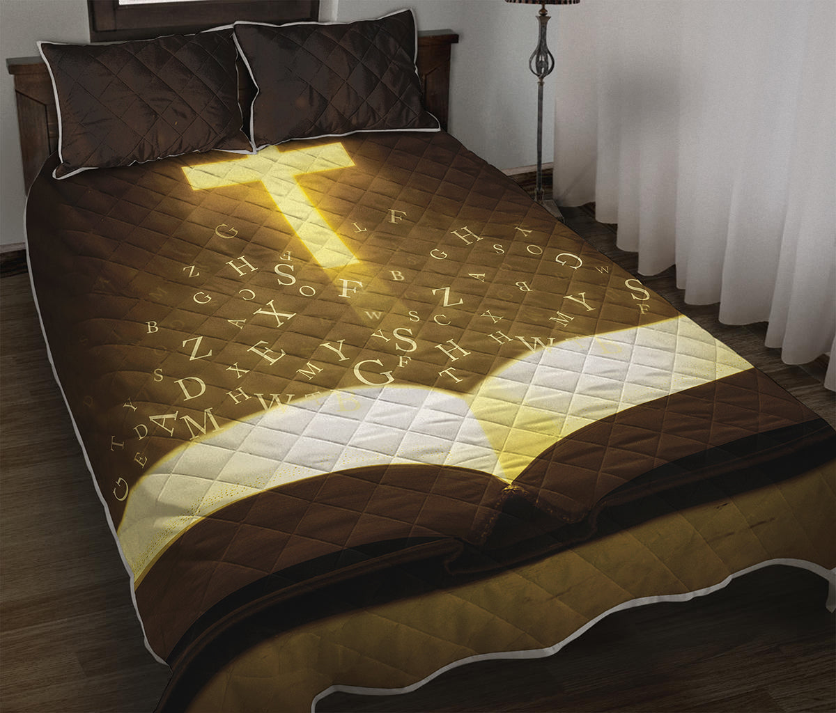 Christian Holy Bible Print Quilt Bed Set