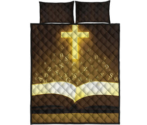 Christian Holy Bible Print Quilt Bed Set