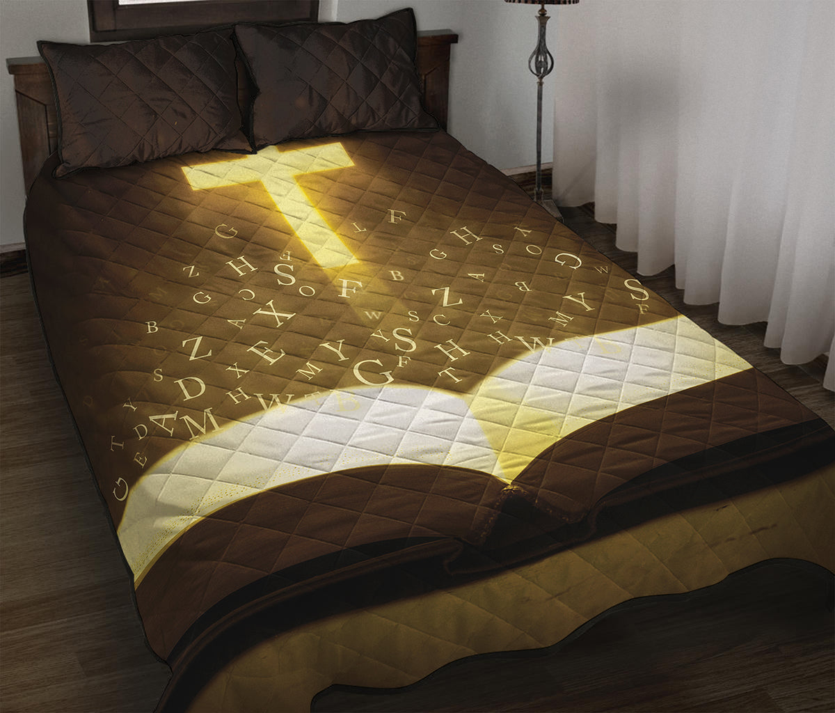 Christian Holy Bible Print Quilt Bed Set