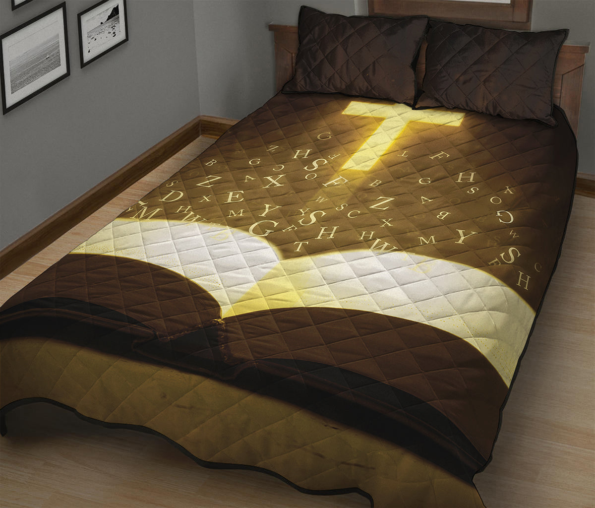 Christian Holy Bible Print Quilt Bed Set