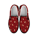 Christmas Angel Pattern Print Black Slip On Shoes