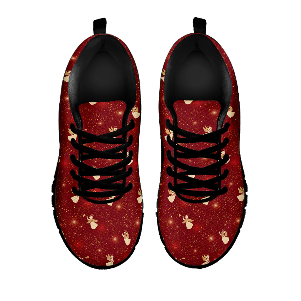 Christmas Angel Pattern Print Black Sneakers