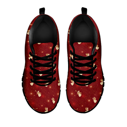 Christmas Angel Pattern Print Black Sneakers
