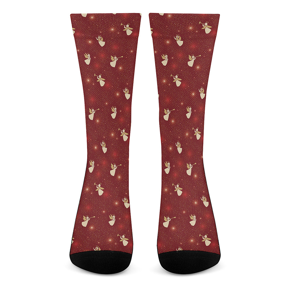 Christmas Angel Pattern Print Crew Socks