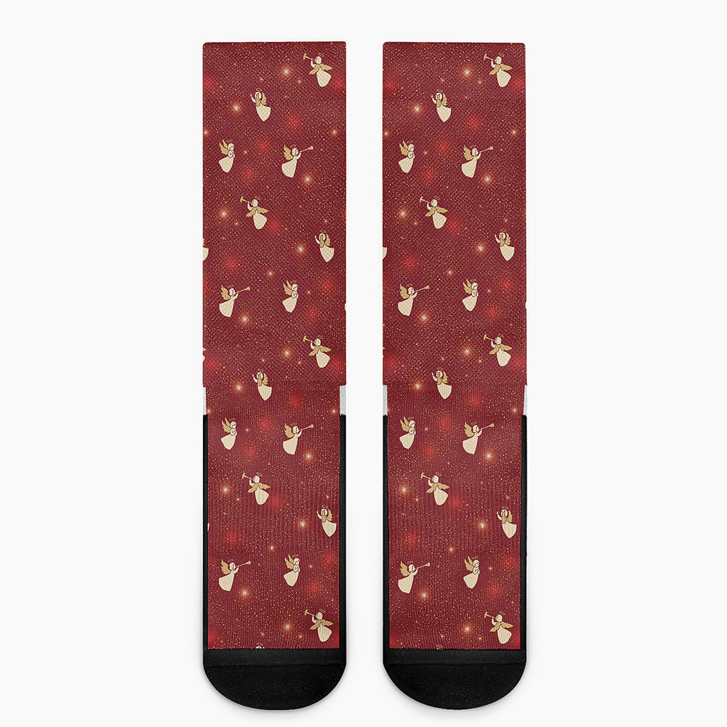 Christmas Angel Pattern Print Crew Socks