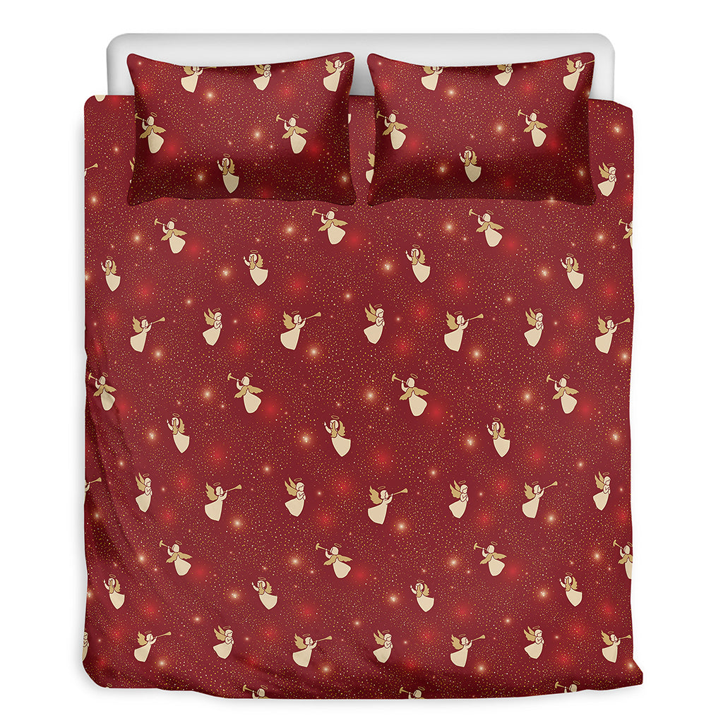 Christmas Angel Pattern Print Duvet Cover Bedding Set