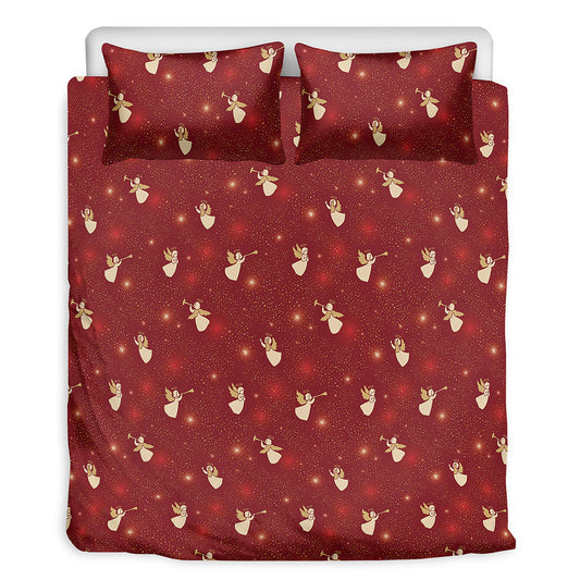 Christmas Angel Pattern Print Duvet Cover Bedding Set