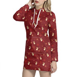 Christmas Angel Pattern Print Hoodie Dress