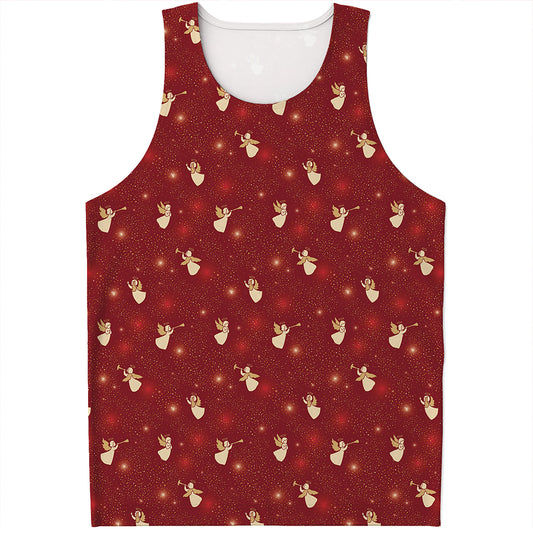 Christmas Angel Pattern Print Men's Tank Top