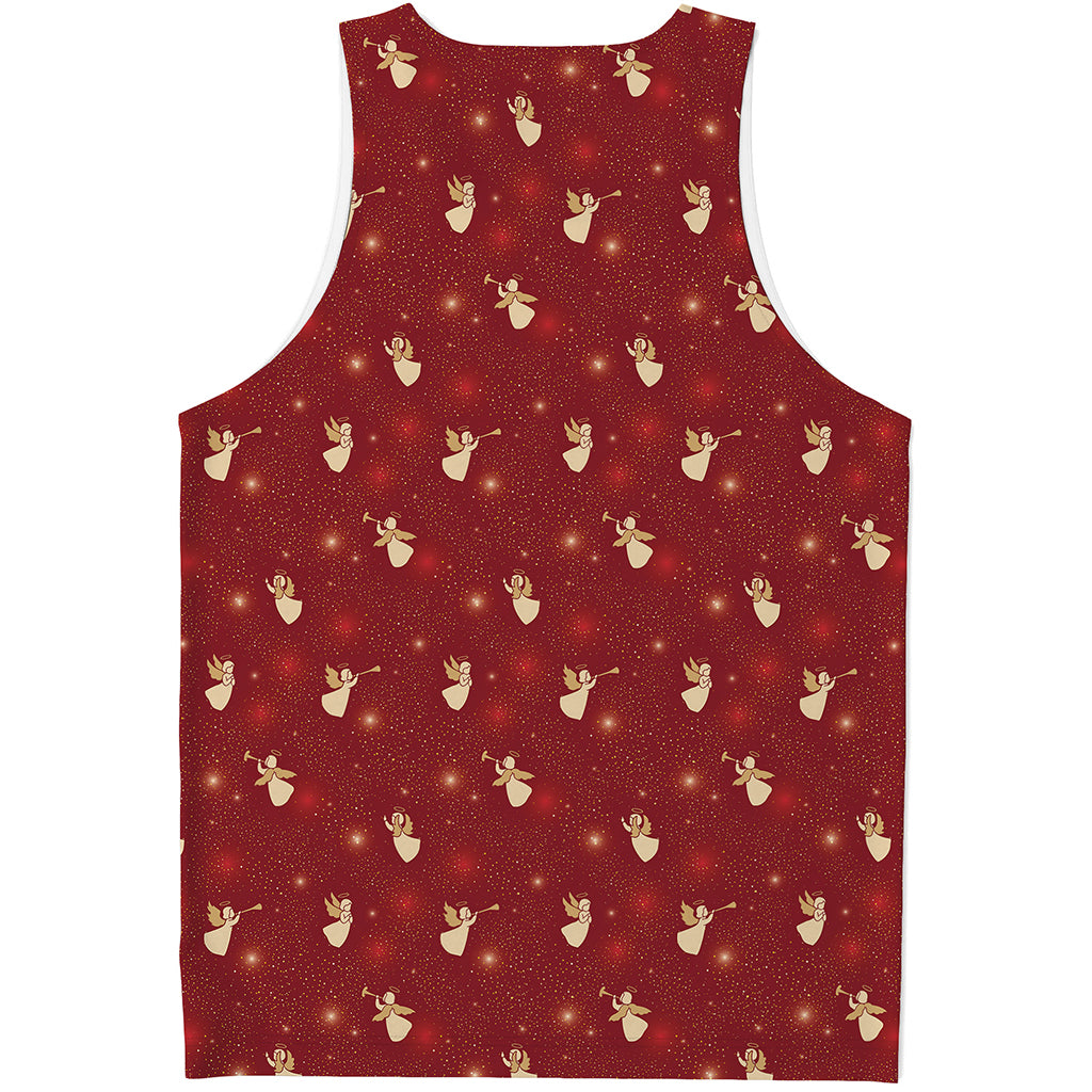 Christmas Angel Pattern Print Men's Tank Top
