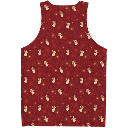 Christmas Angel Pattern Print Men's Tank Top